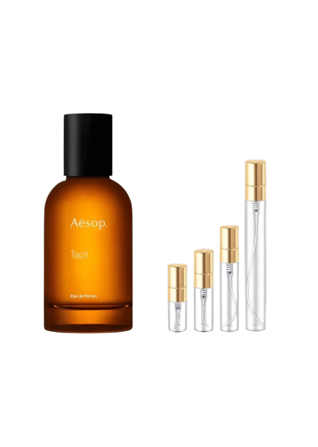 Aesop Tacit Eau de Parfum Unisex with 2ml, 3ml, 5ml, and 10ml Glass Decants with Gold Caps