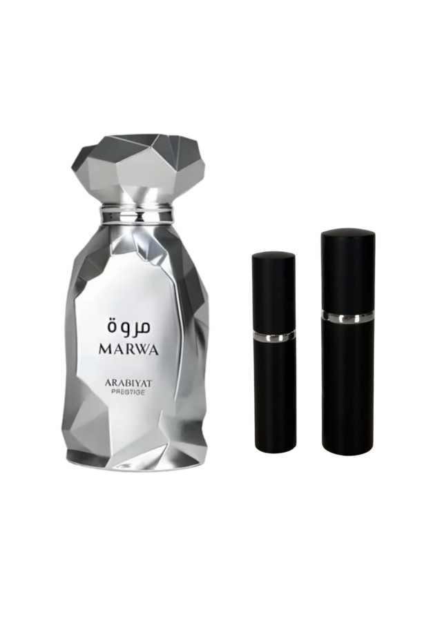 Arabiyat Prestige Marwa Eau de Parfum for Men with 5ml and 10ml Black Premium Atomizers