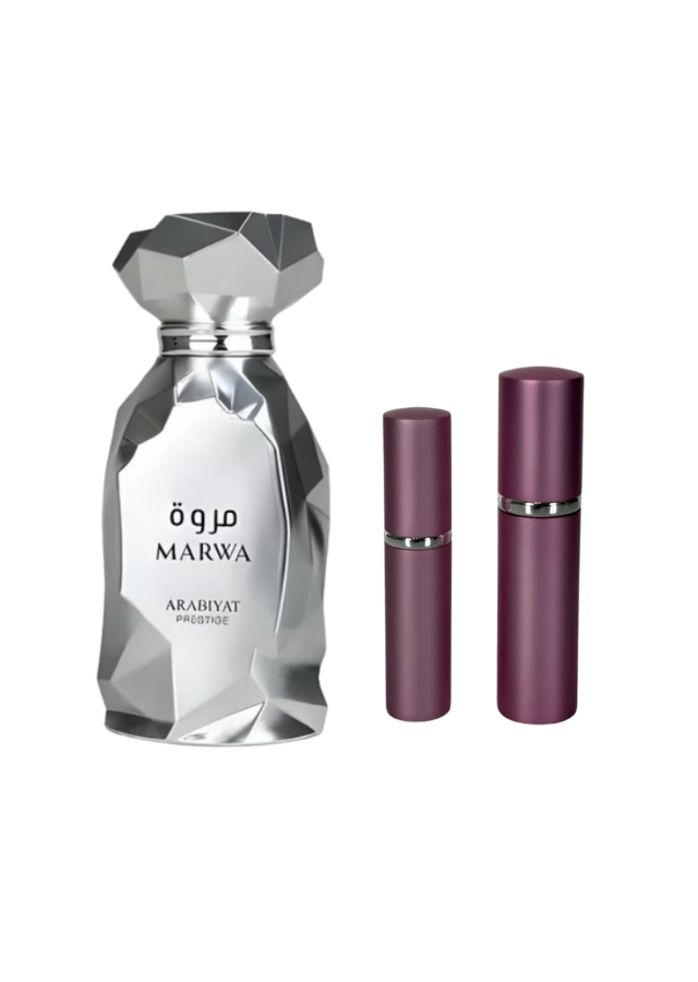 Arabiyat Prestige Marwa Eau de Parfum for Men with 5ml and 10ml Pink Premium Atomizers