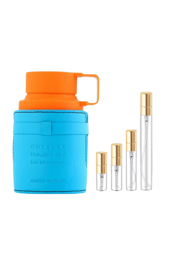 Armaf Odyssey Mandarin Sky Eau de Parfum for Men with 2ml, 3ml, 5ml, and 10ml Glass Decants with Gold Caps