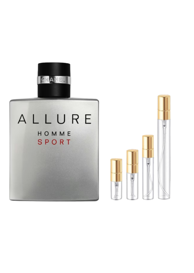 Chanel Allure Homme Sport Eau de Parfum for Men with 2ml, 3ml, 5ml, and 10ml Glass Decants with Gold Caps