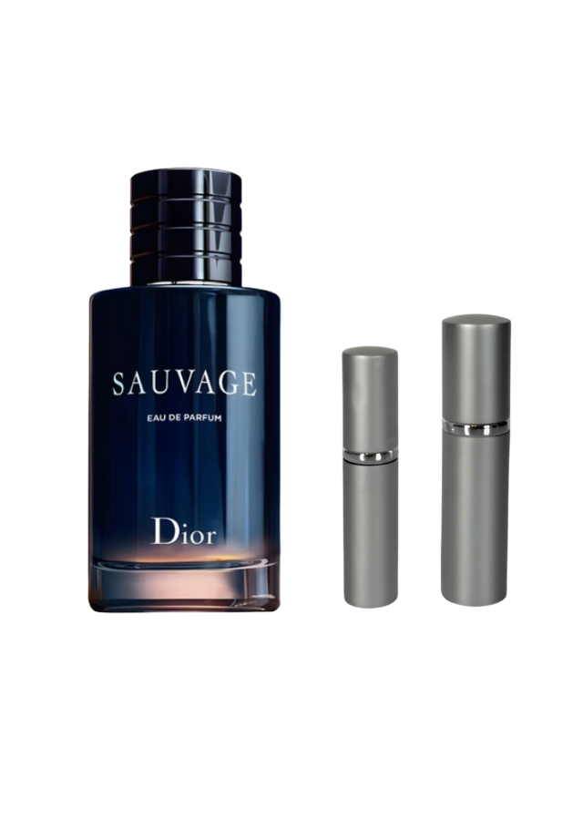Dior Sauvage Eau de Parfum for Men with 5ml and 10ml Silver Premium Atomizers