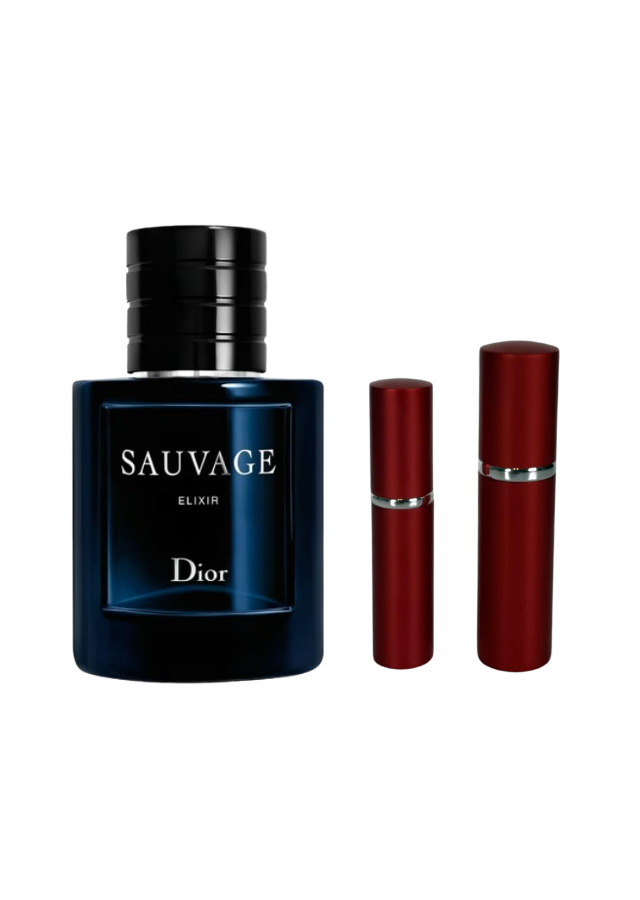 Dior Sauvage Elixir for Men with 5ml and 10ml Red Premium Atomizers
