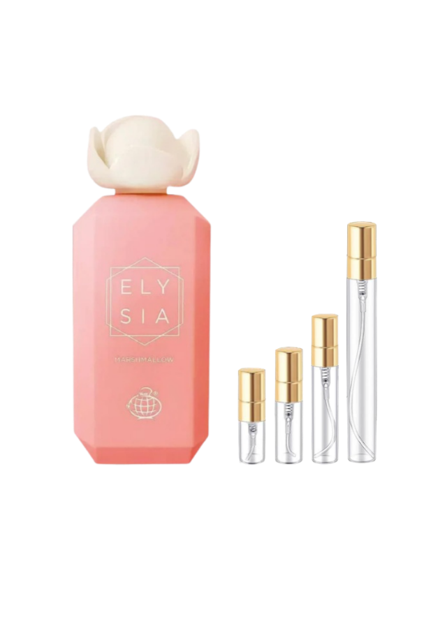 Elysia Marshmallow Eau de Parfum for Women with 2ml, 3ml, 5ml, and 10ml Glass Decants with Gold Caps