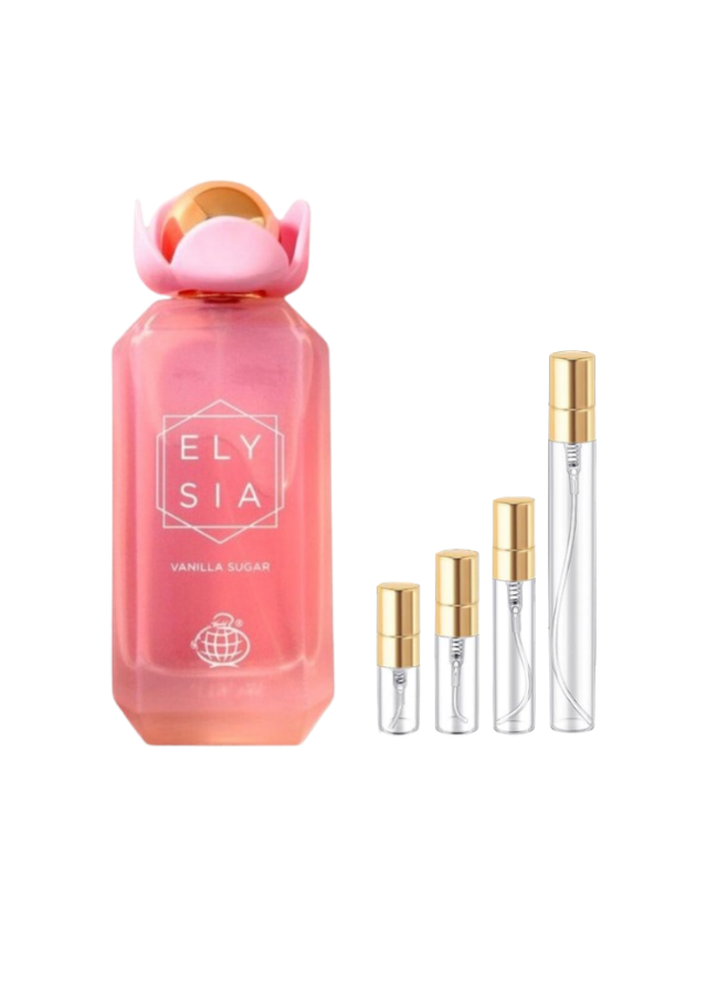 Elysia Vanilla Sugar Eau de Parfum for Women with 2ml, 3ml, 5ml, and 10ml Glass Decants with Gold Caps