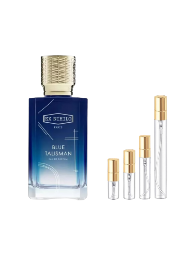 Ex Nihilo Blue Talisman Eau de Parfum Unisex with 2ml, 3ml, 5ml, and 10ml Glass Decants with Gold Caps