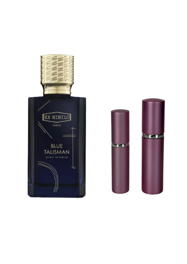 Ex Nihilo Blue Talisman Extrait de Parfum Unisex with 5ml and 10ml Pink Premium Atomizers