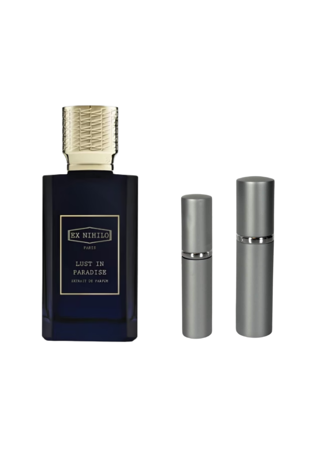 Ex Nihilo Lust in Paradise Extrait de Parfum Unisex with 5ml and 10ml Silver Premium Atomizers