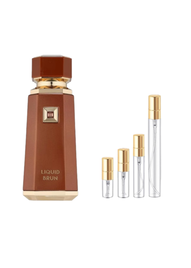 French Avenue Liquid Brun Eau de Parfum Unisex with 2ml, 3ml, 5ml, and 10ml Glass Decants with Gold Caps