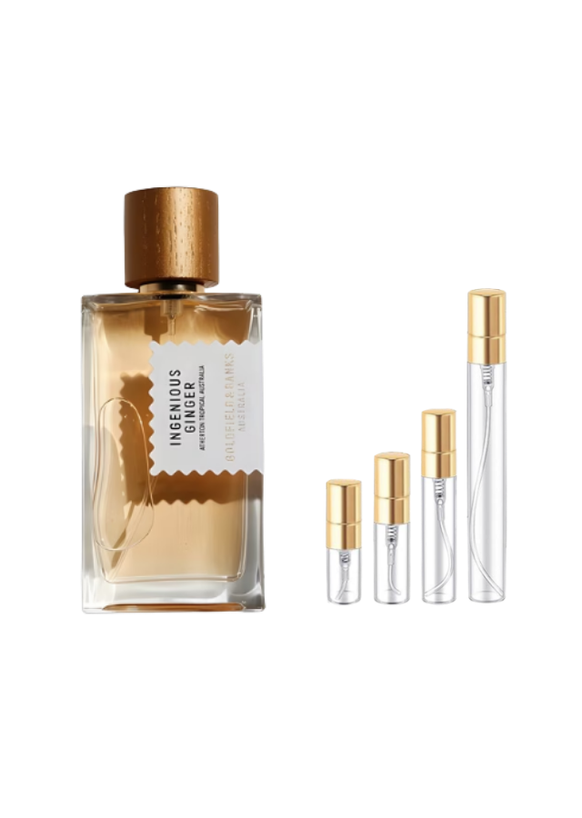 Goldfield & Banks Ingenious Ginger Eau de Parfum Unisex with 2ml, 3ml, 5ml, and 10ml Glass Decants with Gold Caps