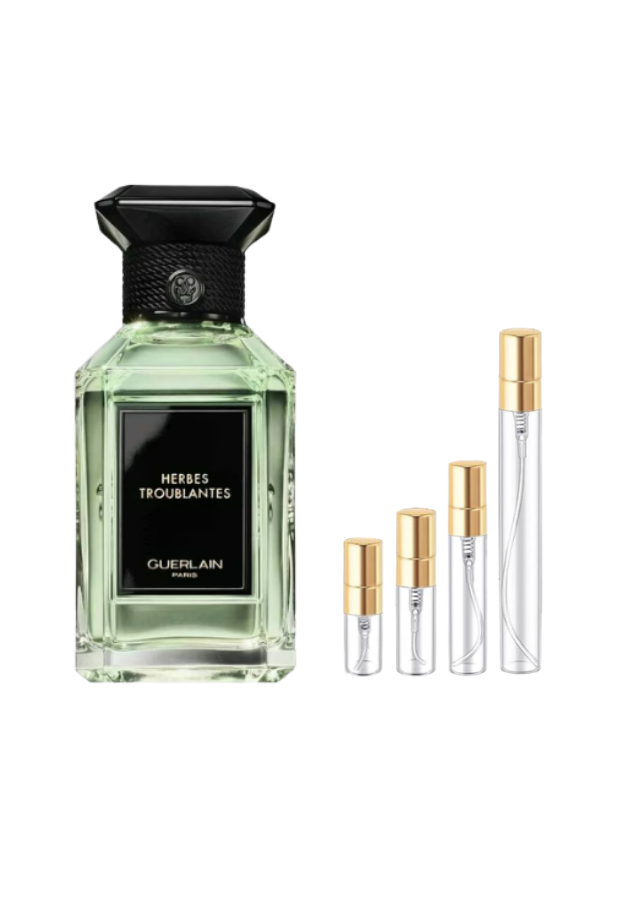 Guerlain Herbes Troublantes Eau de Parfum Unisex with 2ml, 3ml, 5ml, and 10ml Glass Decants with Gold Caps