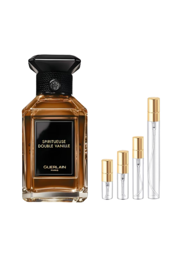 Guerlain Spiritueuse Double Vanille Eau de Parfum Unisex with 2ml, 3ml, 5ml, and 10ml Glass Decants with Gold Caps