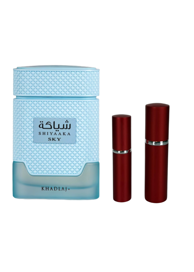 Khadlaj Shiyaaka Sky Extrait de Parfum Unisex with 5ml and 10ml Red Premium Atomizers