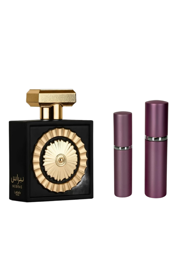 Lattafa Nebras Eau de Parfum Unisex with 5ml and 10ml Pink Premium Atomizers