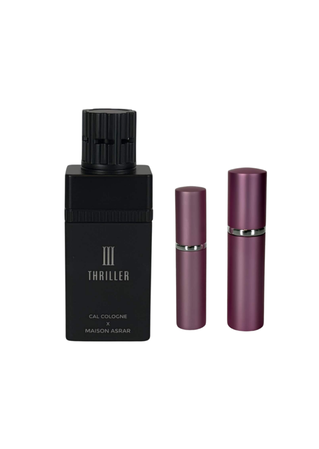 Maison Asrar Thriller III Extrait de Parfum Unisex with 5ml and 10ml Pink Premium Atomizers