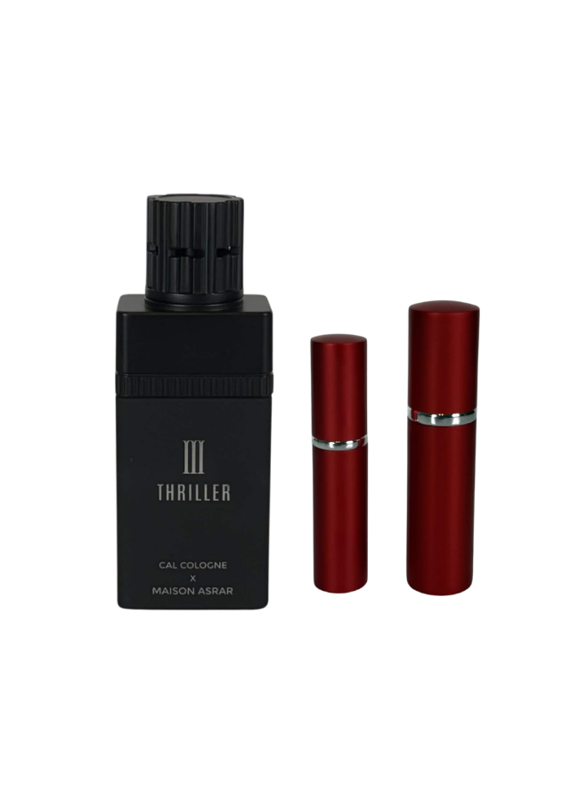 Maison Asrar Thriller III Extrait de Parfum Unisex with 5ml and 10ml Red Premium Atomizers