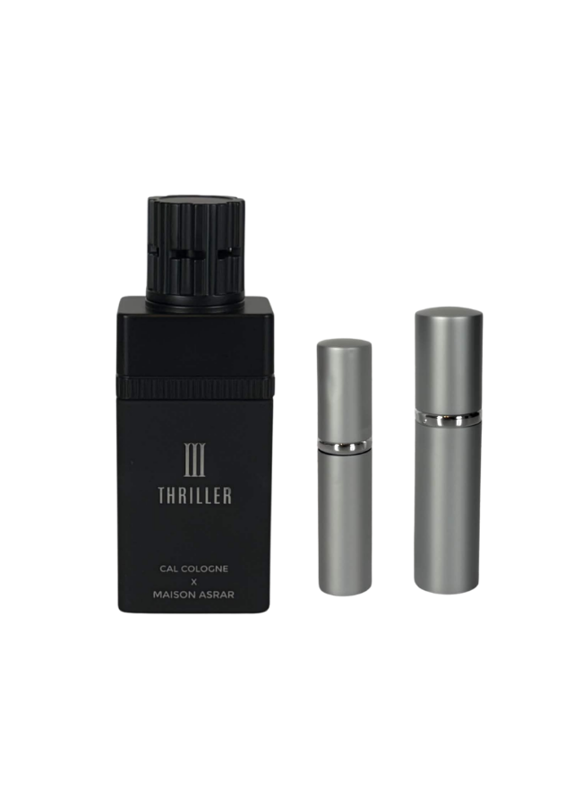 Maison Asrar Thriller III Extrait de Parfum Unisex with 5ml and 10ml Silver Premium Atomizers