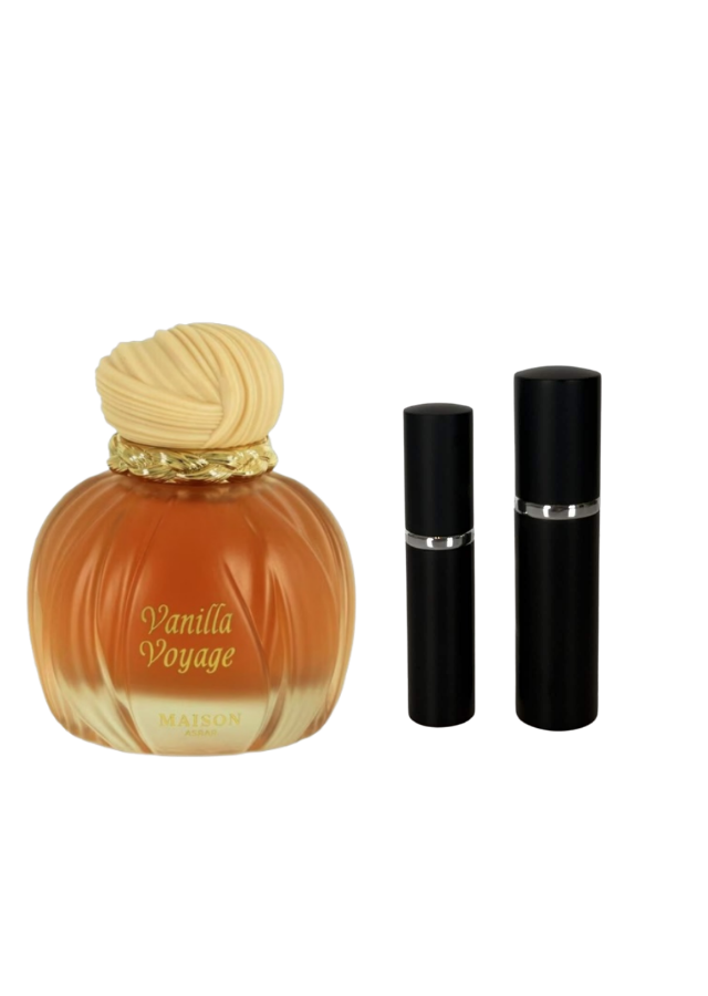 Maison Asrar Vanilla Voyage Eau de Parfum Unisex with 5ml and 10ml Black Premium Atomizers