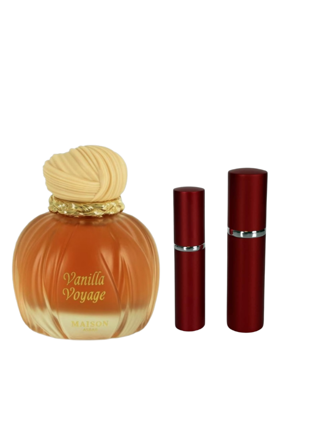 Maison Asrar Vanilla Voyage Eau de Parfum Unisex with 5ml and 10ml Red Premium Atomizers