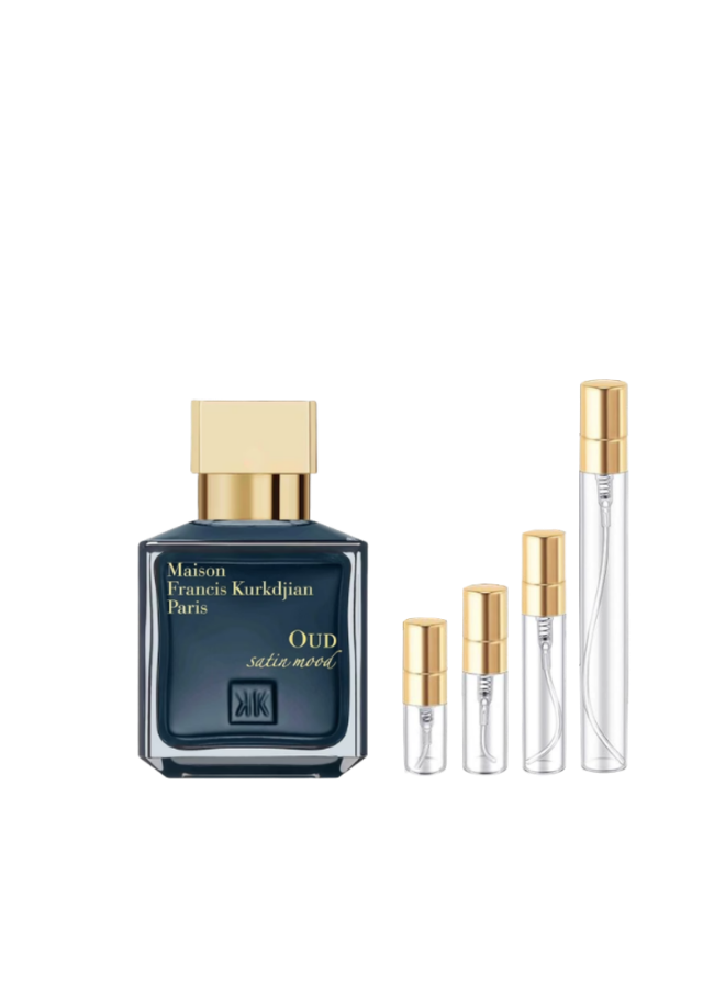 Maison Francis Kurkdjian Oud Satin Mood Eau de Parfum Unisex with 2ml, 3ml, 5ml, and 10ml Glass Decants with Gold Caps