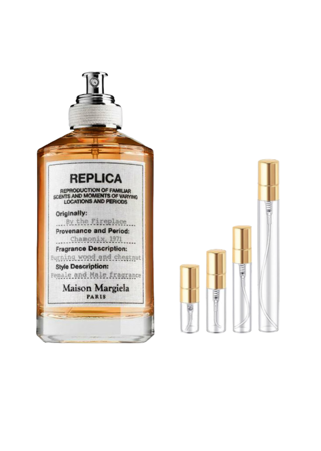 Maison Margiela REPLICA By The Fireplace Eau de Toilette Unisex with 2ml, 3ml, 5ml, and 10ml Glass Decants with Gold Caps