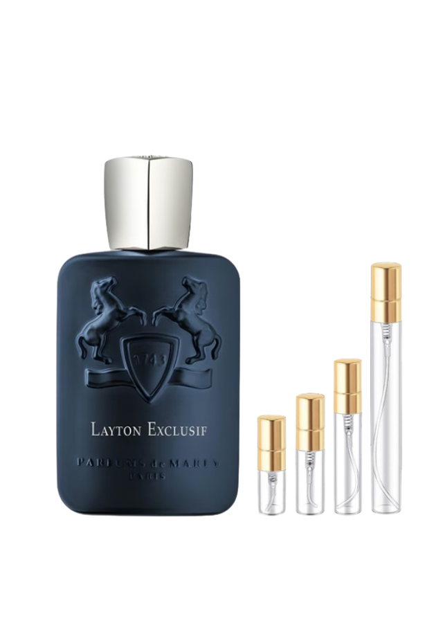 Parfums de Marly Layton Exclusif Parfum for Men with 2ml, 3ml, 5ml, and 10ml Glass Decants with Gold Caps