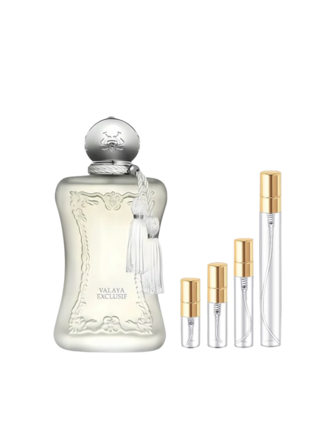 Parfums de Marly Valaya Exclusif Parfum for Women with 2ml, 3ml, 5ml, and 10ml Glass Decants with Gold Caps